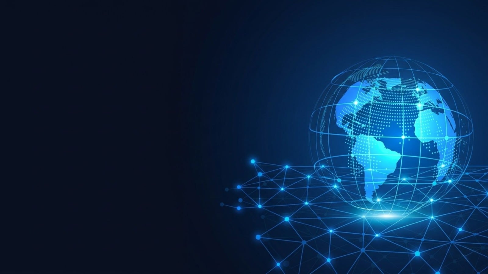 Globo digital conectado representando ecossistema global